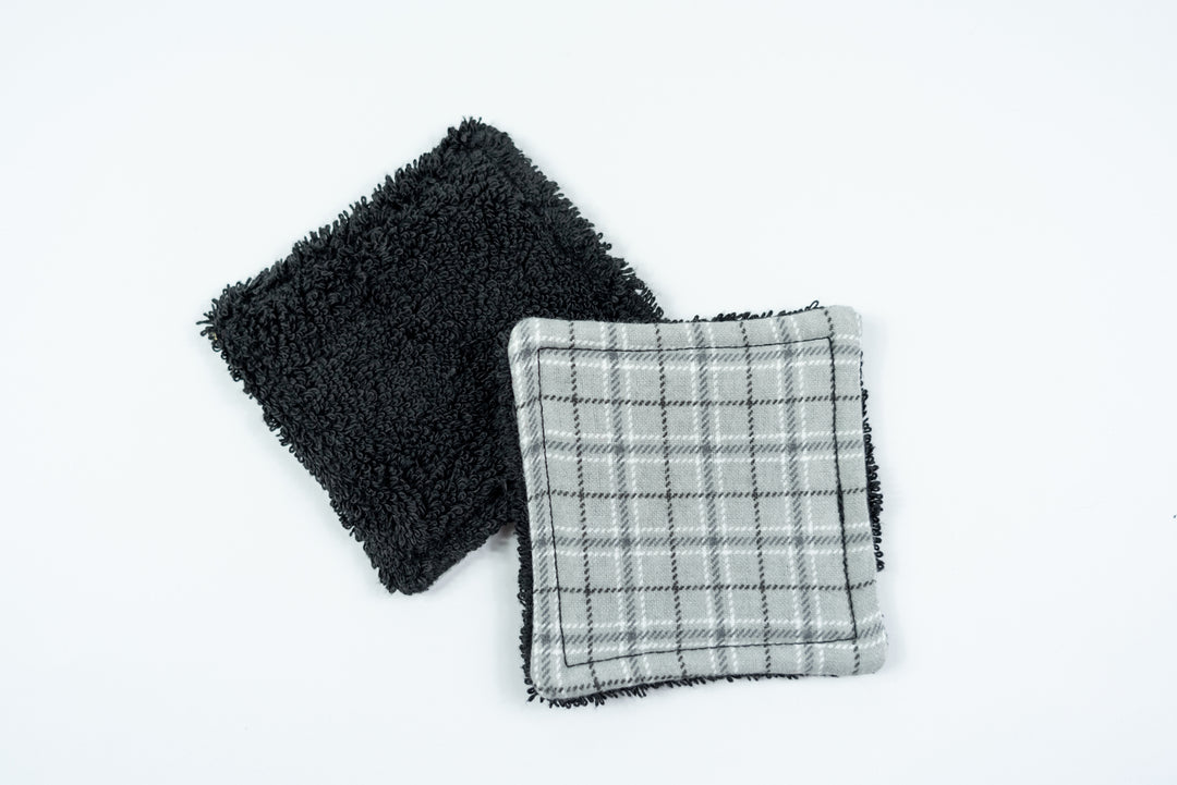 Reusable Makeup Wipes - Grey Plaid