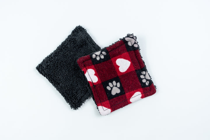 Reusable Makeup Wipes - Buffalo Check Paw Prints