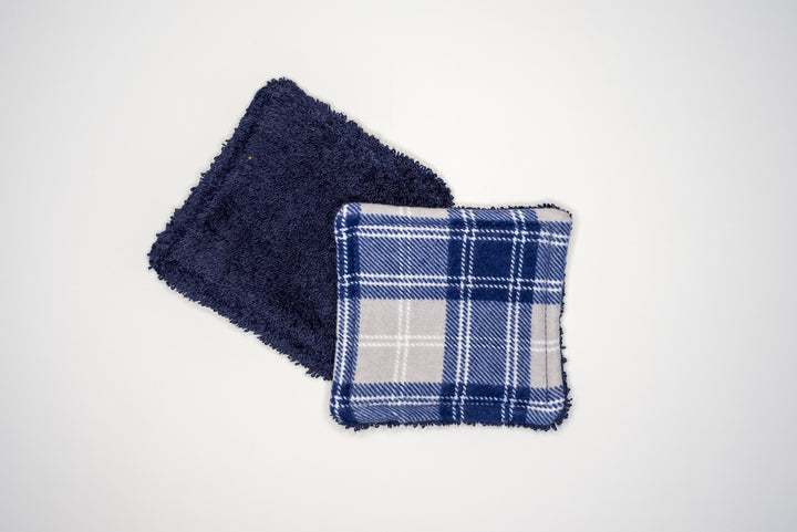 Reusable Makeup Wipes - Blue & Grey Plaid