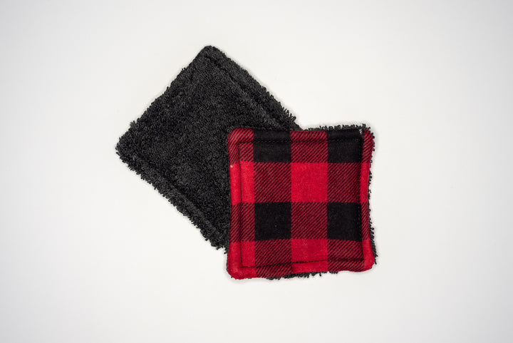 Reusable Makeup Wipes - Red & Black Buffalo Check