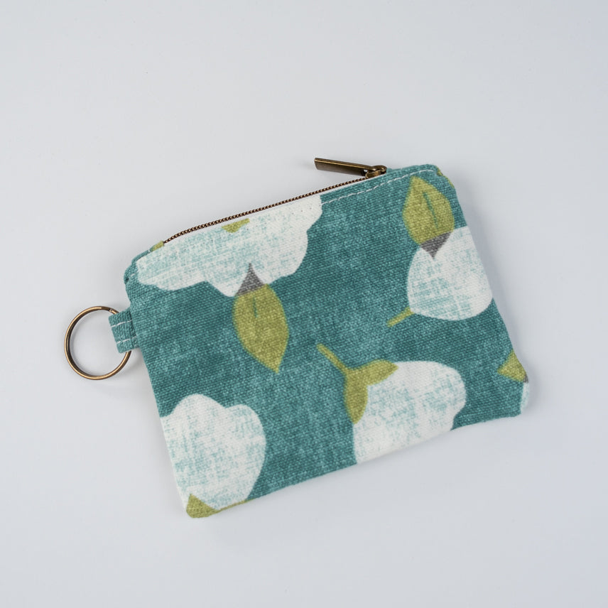 Mini Zipper Pouch - Teal Petunias