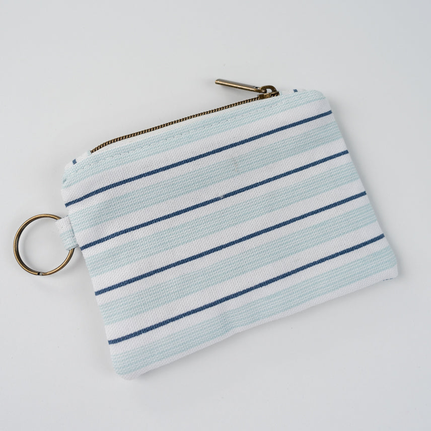 Mini Zipper Pouch - Double Blue Stripe - Horizontal
