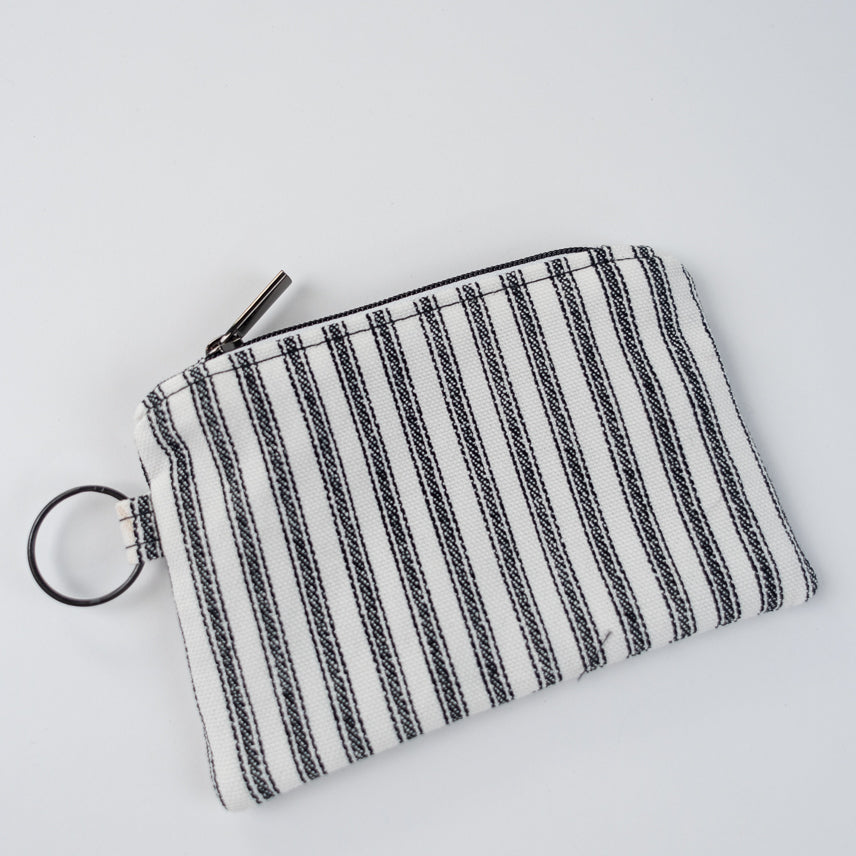 Mini Zipper Pouch - Black & White Stripe