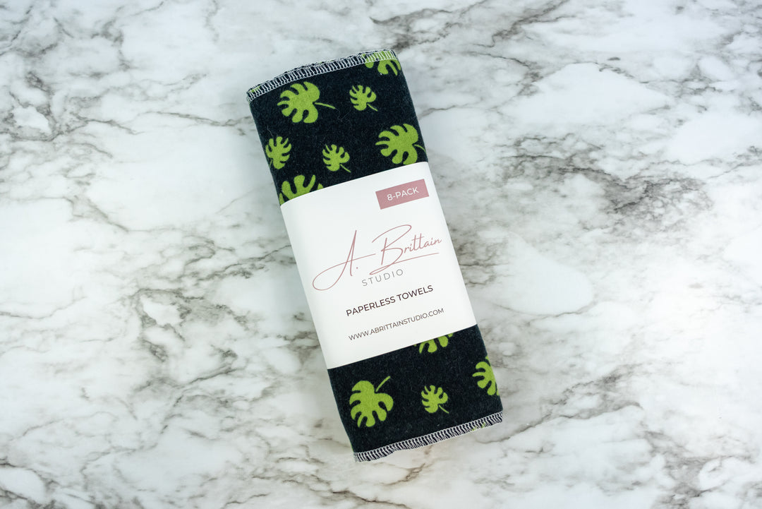 Paperless Towels - Palm Leaves on Black