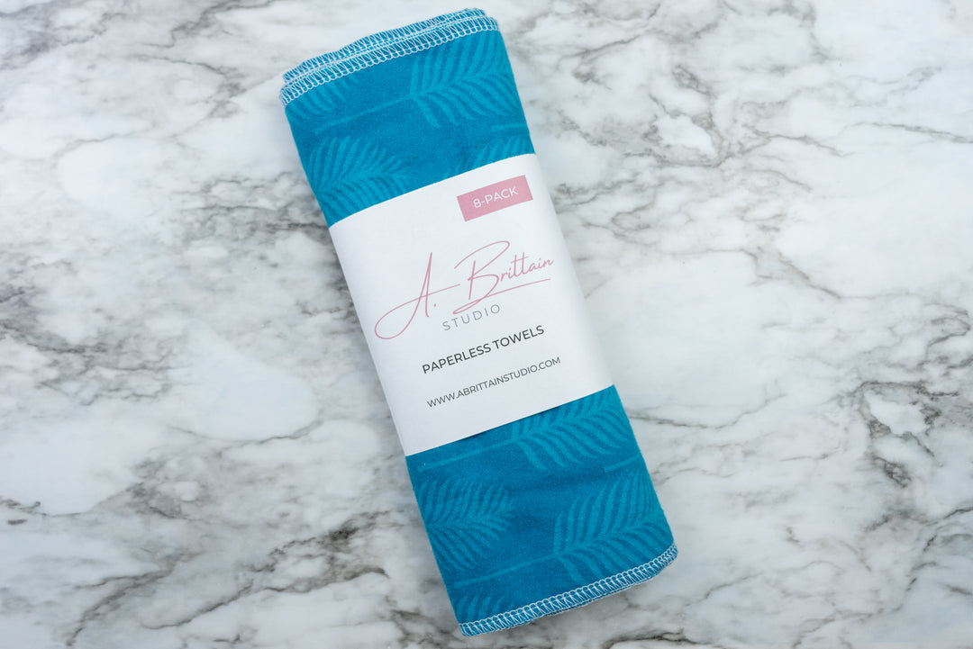 Paperless Towels - Teal Feathers