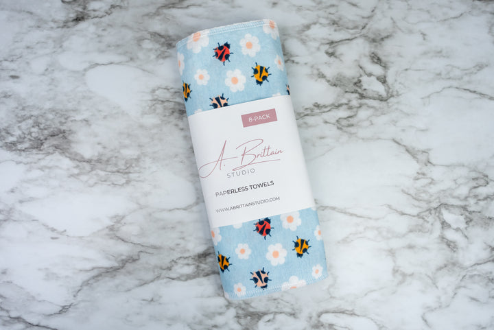 Paperless Towels - Blue Lady Bugs