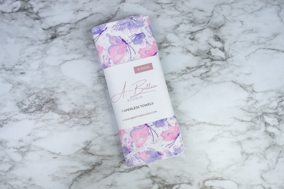 Paperless Towels - Pink & Purple Butterflies