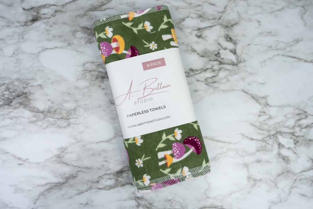Paperless Towels - Green Mushrooms