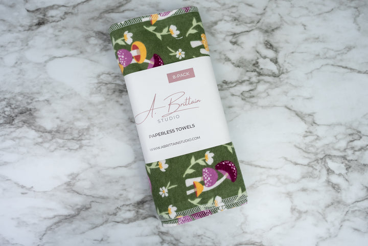 Paperless Towels - Green Mushrooms