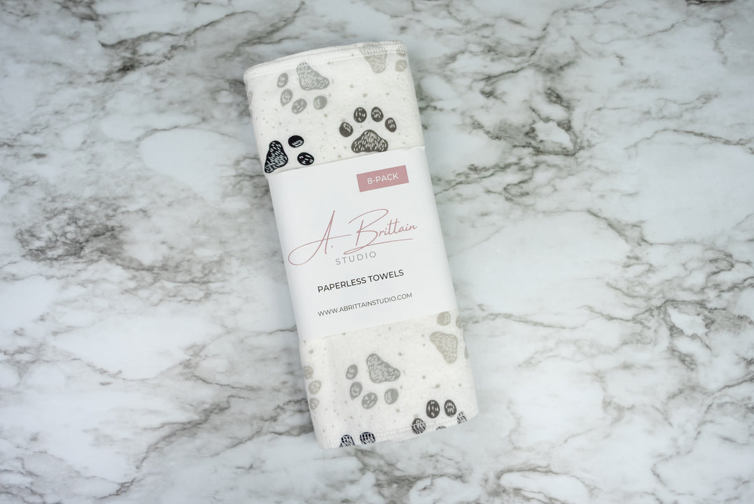 Paperless Towels - Black & Gray Paw Prints