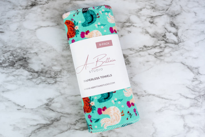 Paperless Towels - Teal Chickens
