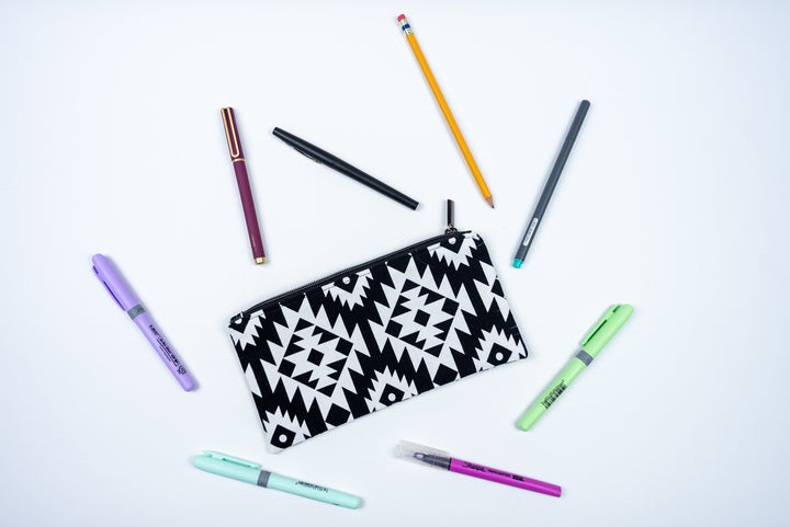 Black & White Aztec Zipper Pouch