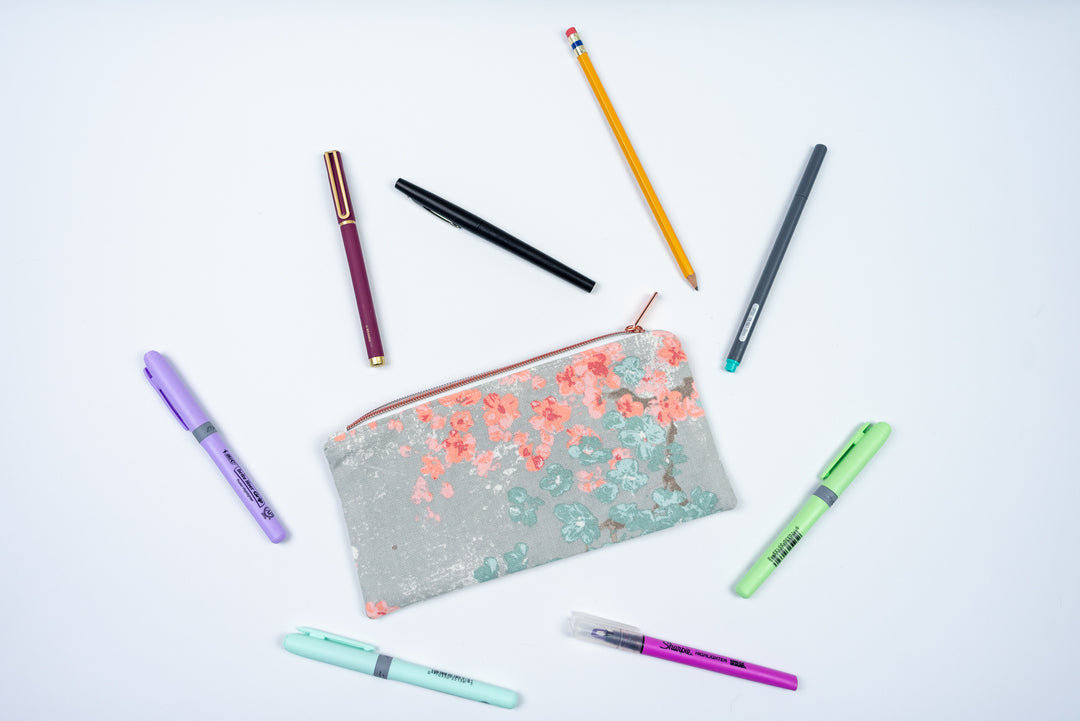 Blush Floral Zipper Pouch