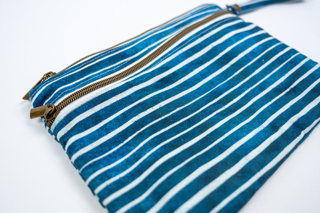 Small Blue & White Stripe Deluxe Wet/Dry Bag