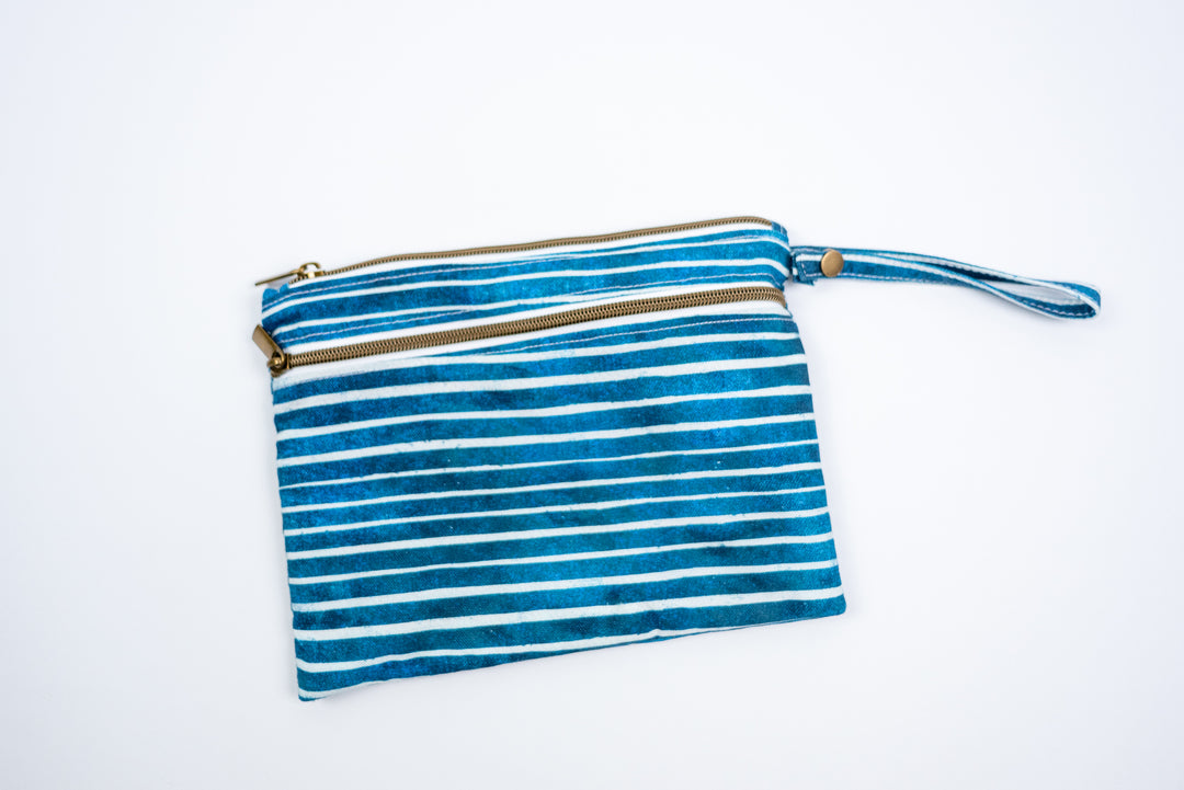 Small Blue & White Stripe Deluxe Wet/Dry Bag