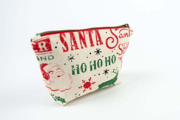 Medium Wedge Bag - Red & Green Santa