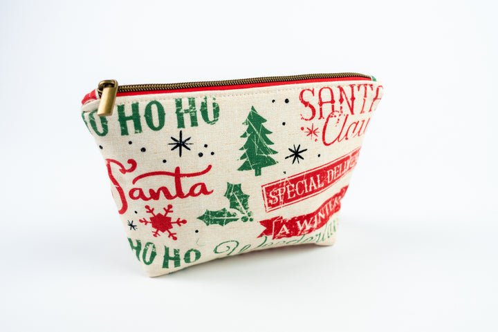 Medium Wedge Bag - Red & Green Santa
