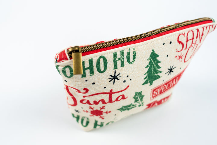 Medium Wedge Bag - Red & Green Santa