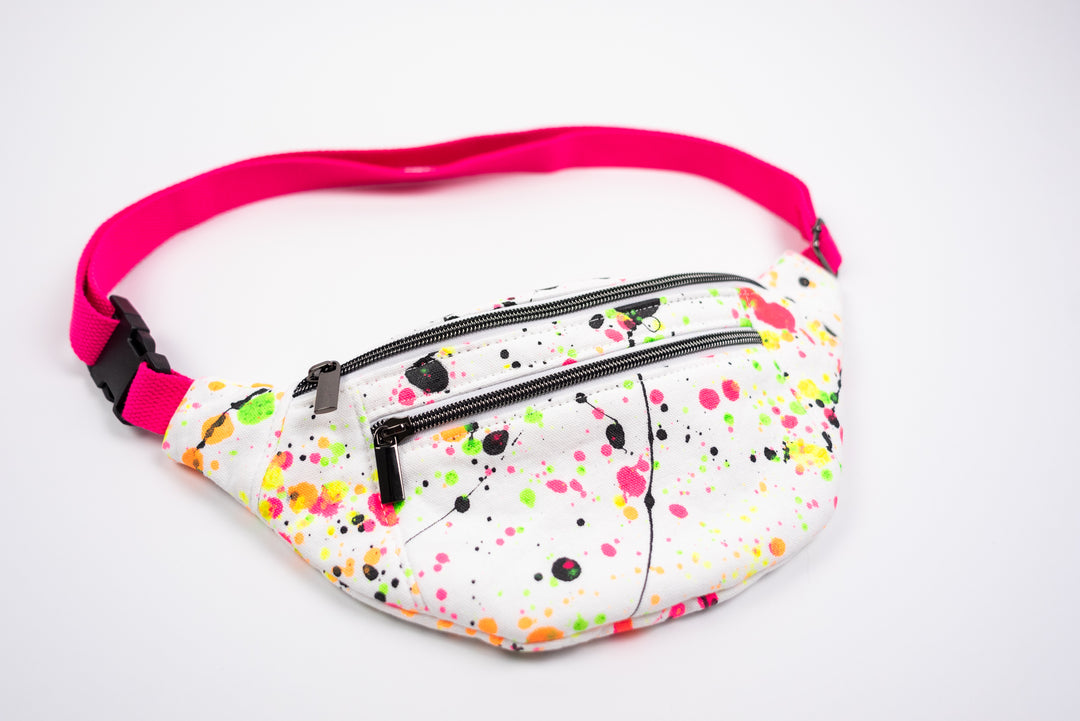 White Splatter Paint Fanny Pack