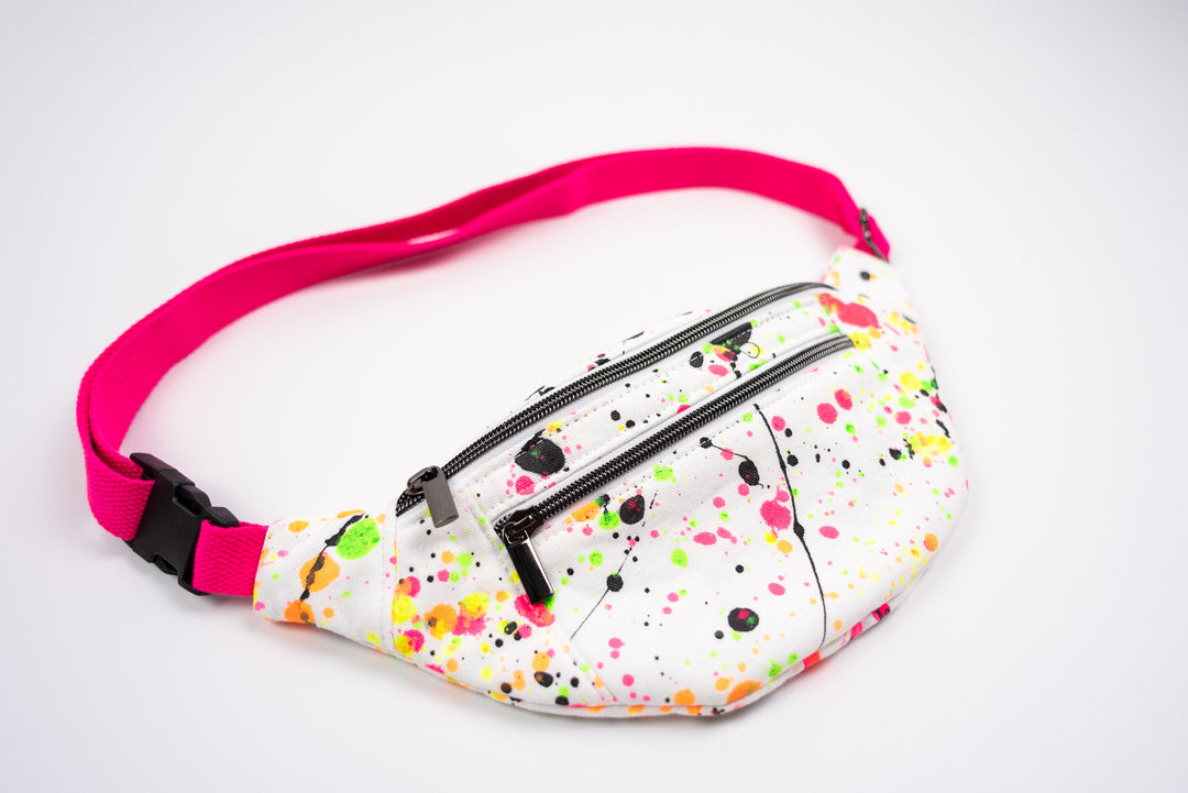 White Splatter Paint Fanny Pack