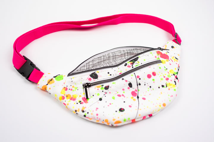 White Splatter Paint Fanny Pack