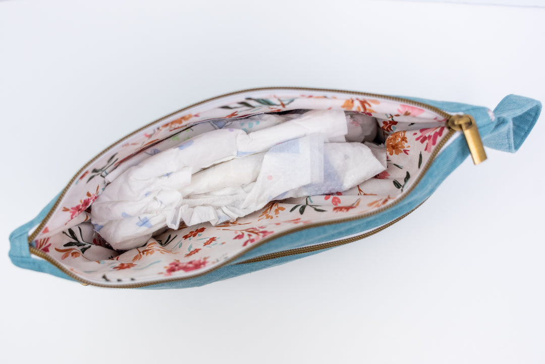 Distressed Blue Diaper Clutch
