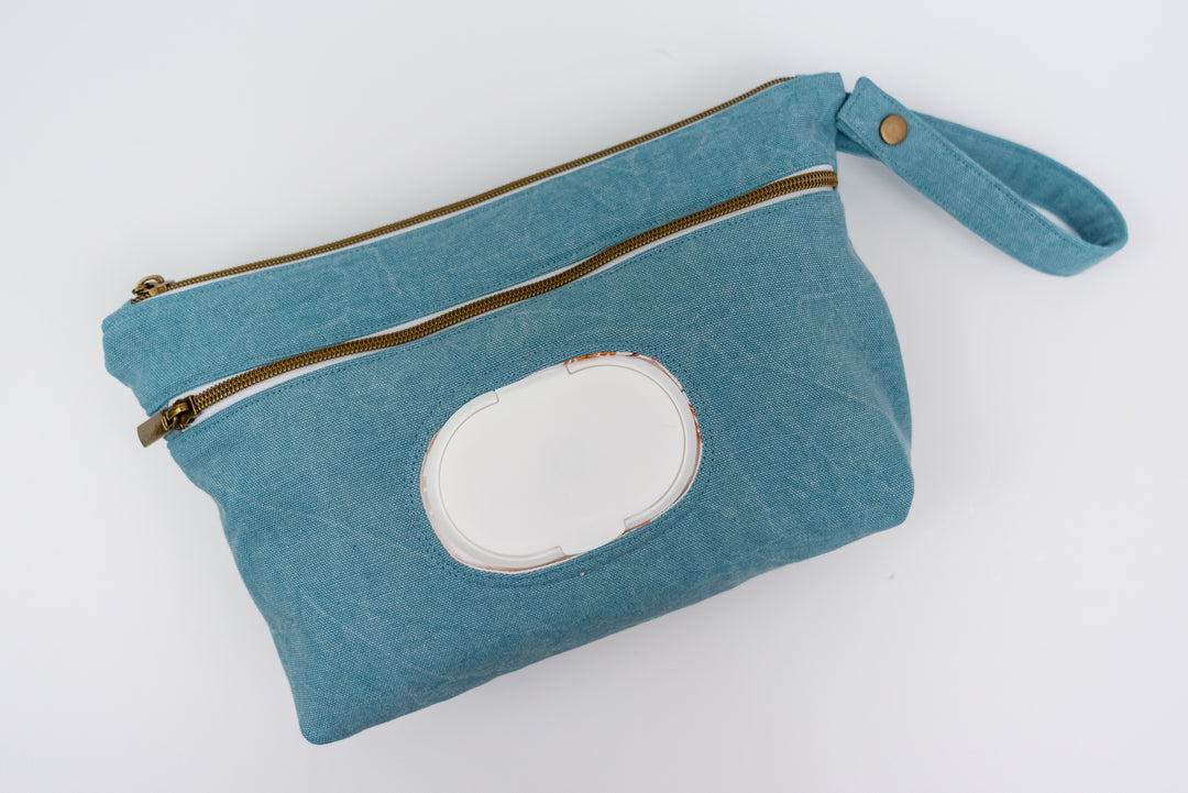 Distressed Blue Diaper Clutch