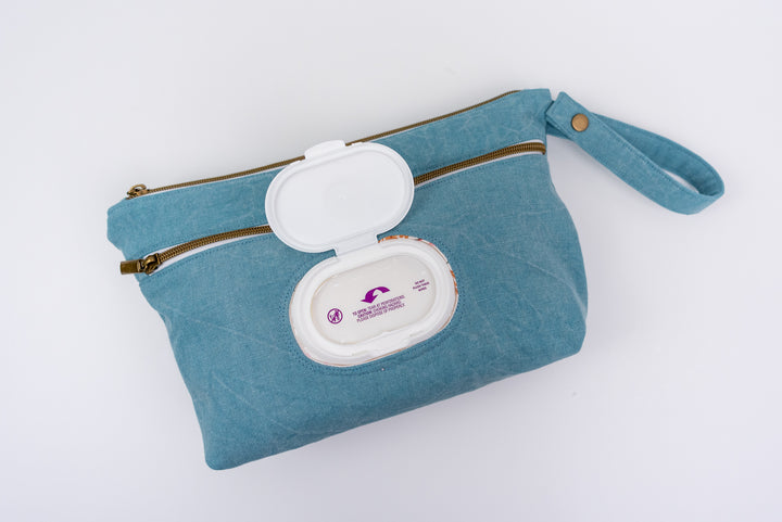 Distressed Blue Diaper Clutch