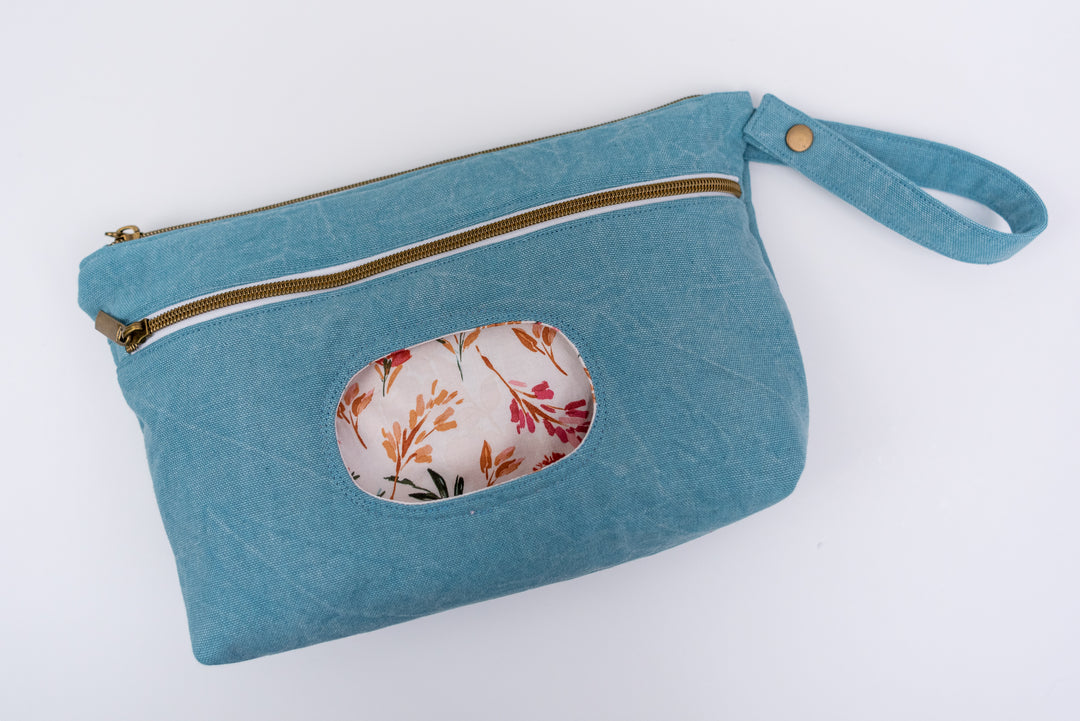 Distressed Blue Diaper Clutch