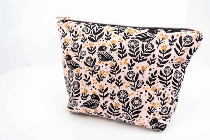 Medium Black Birds Wedge Bag