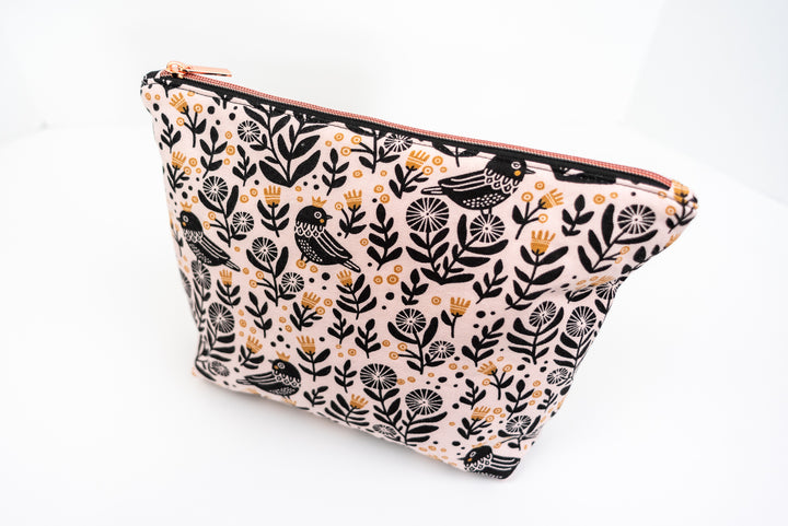 Medium Black Birds Wedge Bag
