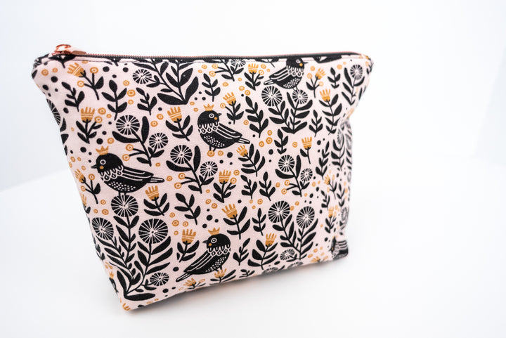 Medium Black Birds Wedge Bag