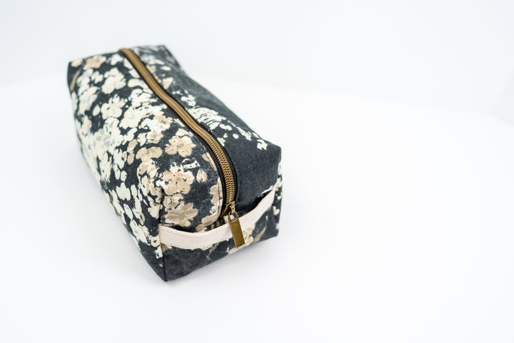 Large Black Floral Boxy Bag