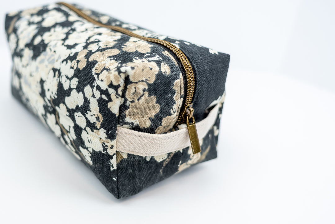 Large Black Floral Boxy Bag