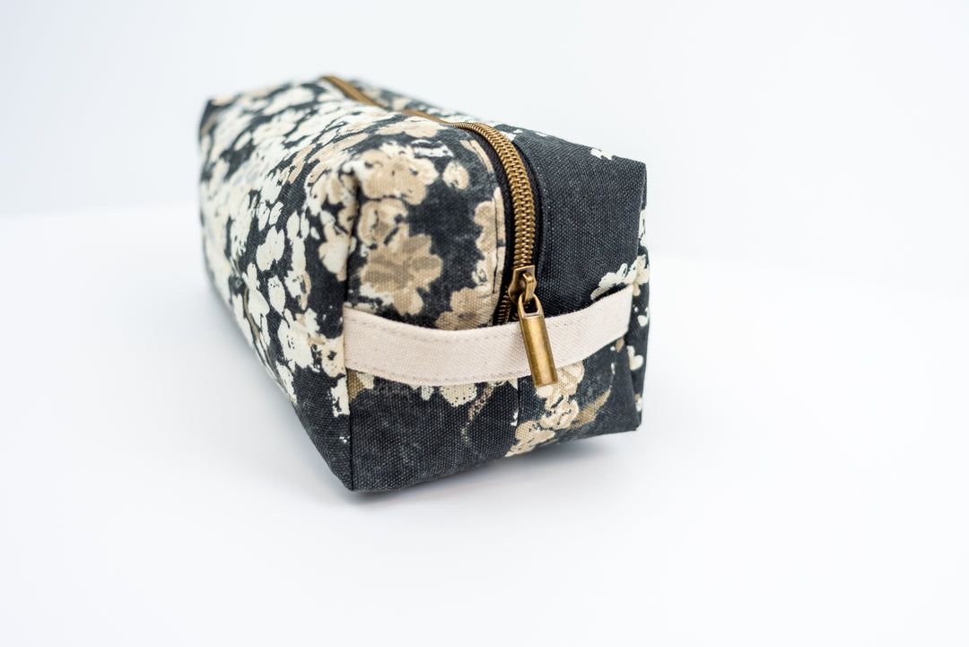 Large Black Floral Boxy Bag