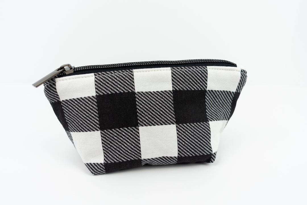 Extra Small Black & White Buffalo Check Wedge Bag