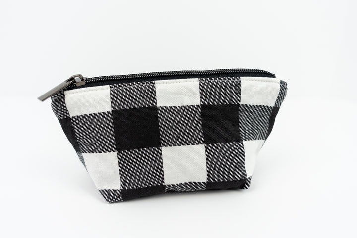 Extra Small Black & White Buffalo Check Wedge Bag