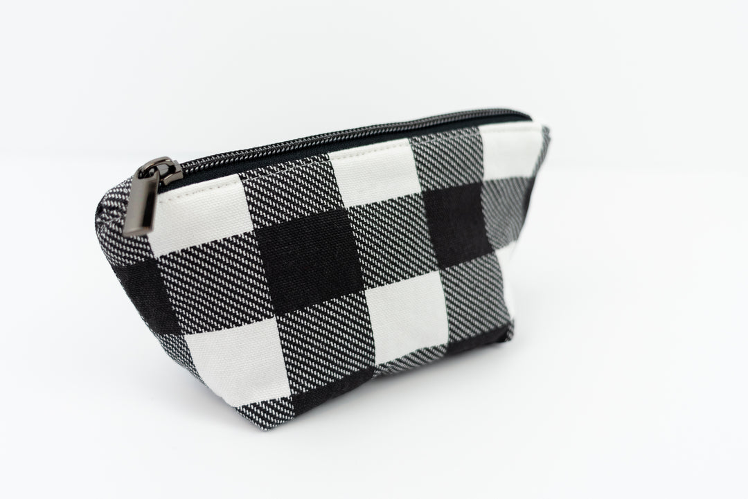 Extra Small Black & White Buffalo Check Wedge Bag