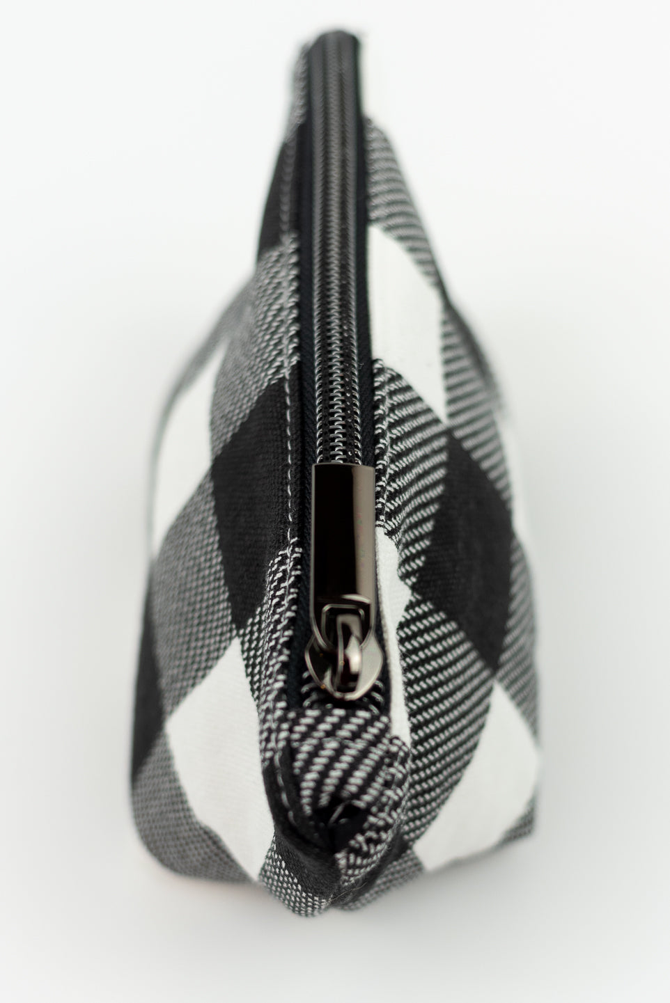 Extra Small Black & White Buffalo Check Wedge Bag