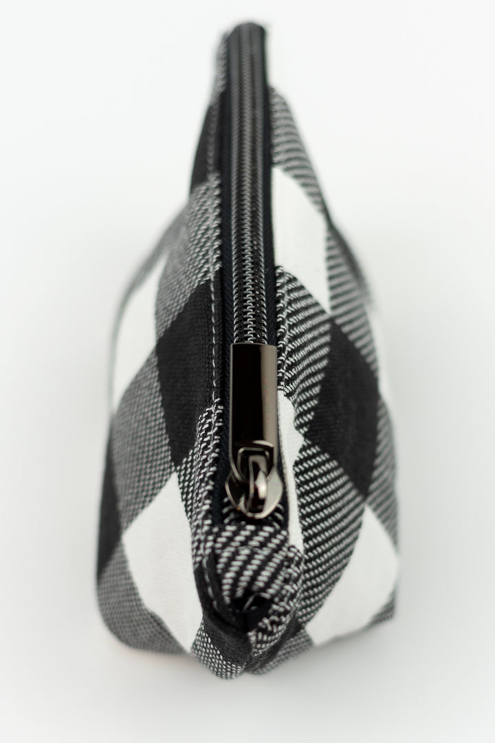 Extra Small Black & White Buffalo Check Wedge Bag