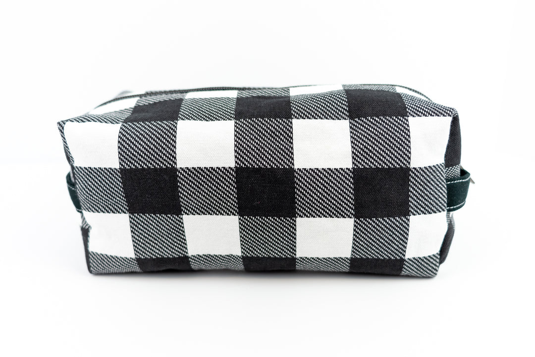 Large White & Black Buffalo Check Boxy Bag