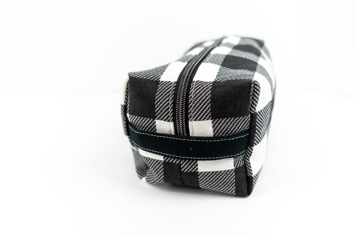 Large White & Black Buffalo Check Boxy Bag