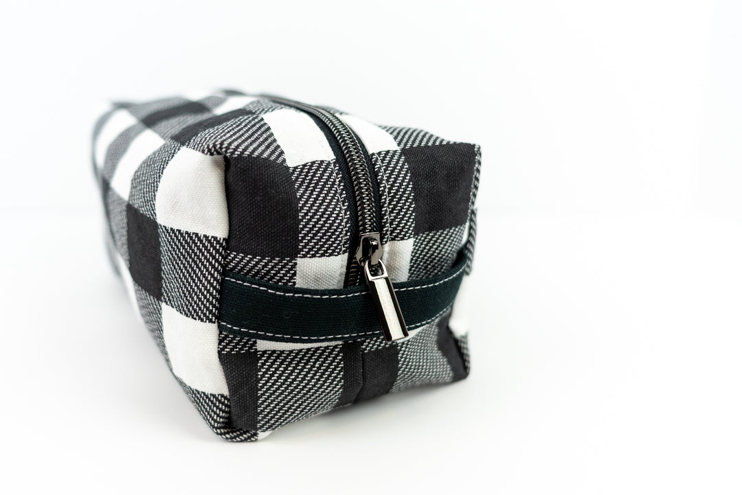 Large White & Black Buffalo Check Boxy Bag