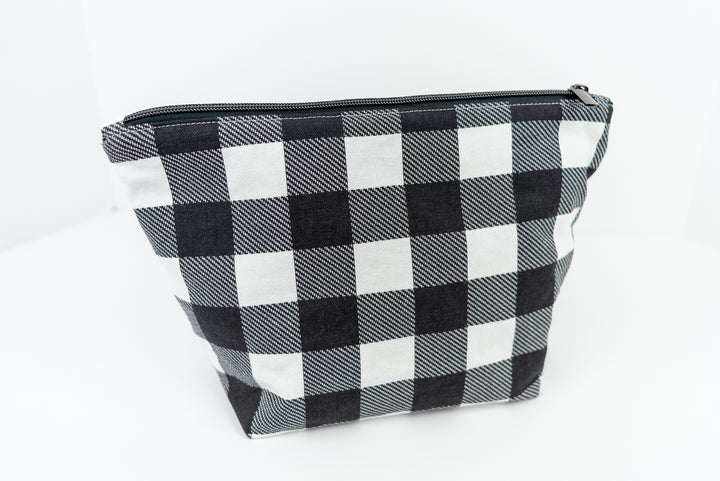 Medium Black & White Buffalo Check Wedge Bag