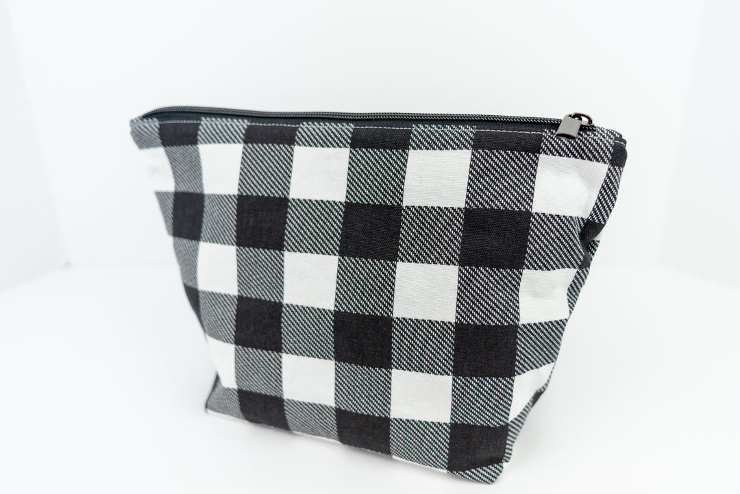 Medium Black & White Buffalo Check Wedge Bag