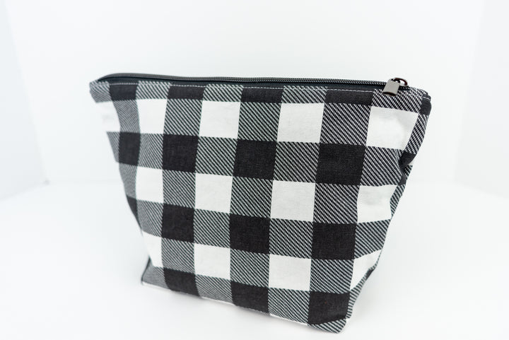 Medium Black & White Buffalo Check Wedge Bag