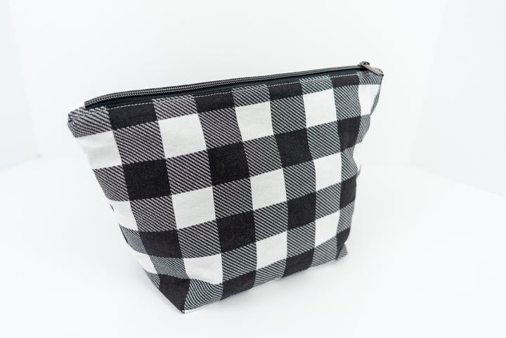 Large Wedge Bag - Black & White Buffalo Check