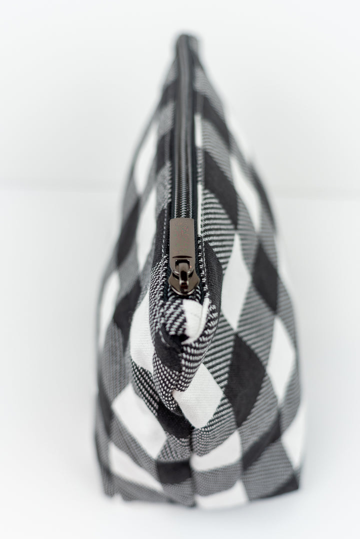 Medium Black & White Buffalo Check Wedge Bag