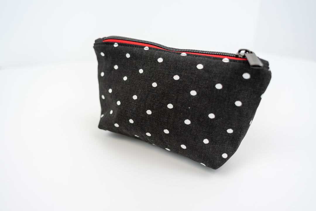 Small Wedge Bag - Black & White Dots