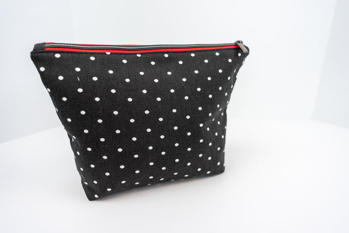 Large Wedge Bag - Black & White Dots